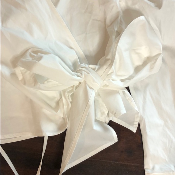 Shein white long sleeve tie side blouse New - Picture 2 of 4